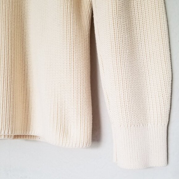 COS Cut-out Jumper M 100% Organic Cotton Draped Panel Sweater Cream Ivory $115 - Picture 15 of 16